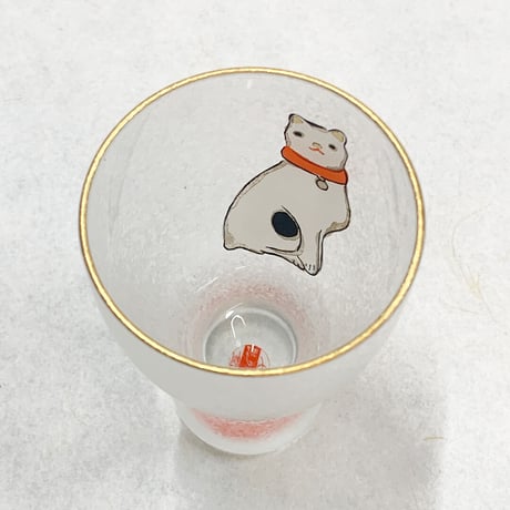 Edo neko sakeglass（with square wooden cup）/ 江戸猫酒グラス（升付き）