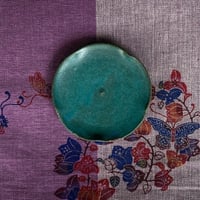 Handmade Yachimun plate（waveform ） / Okinawa pottery