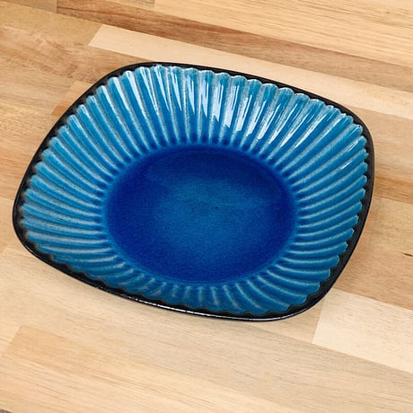 Blue square plate / Plate / ceramics