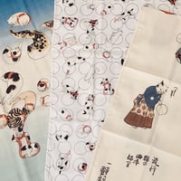 Tenugui (traditional Japanese towel)  cat ukiyoe design  / Wazakka