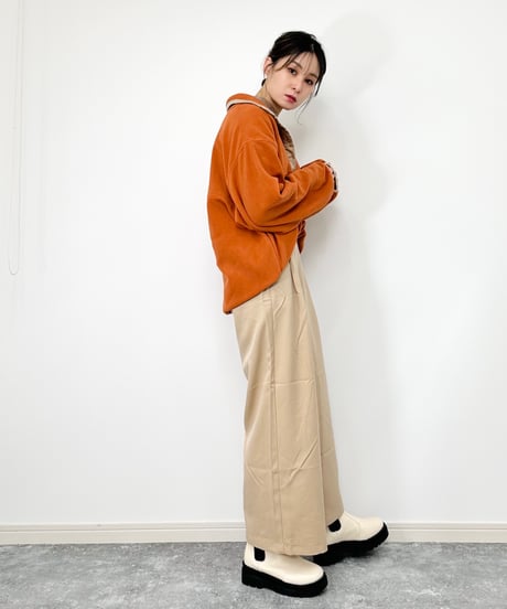 【イエベ春秋】タックワイドパンツ（ベージュ）