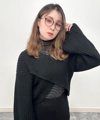 【ブルベ冬】クロップドクロスニット（ブラック）