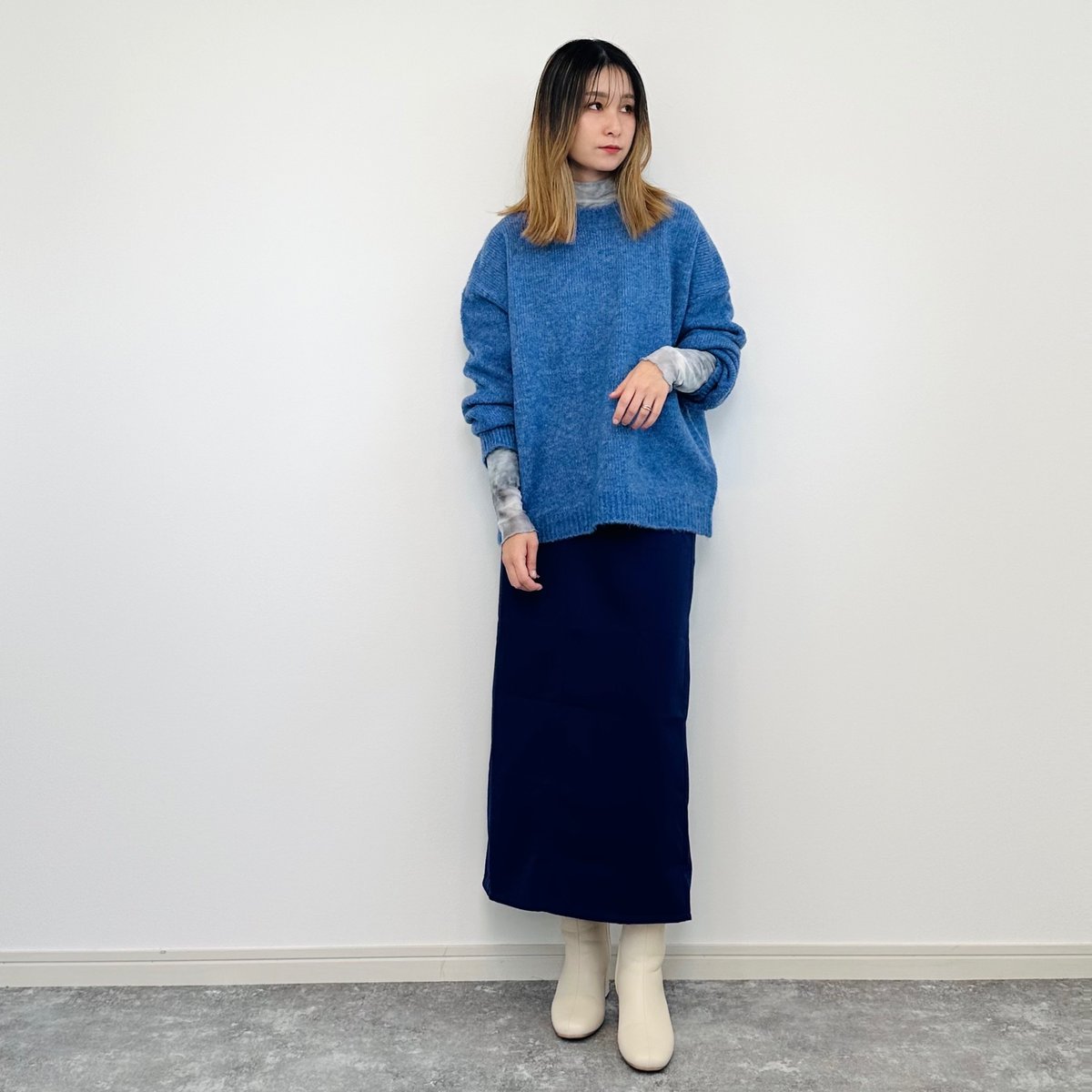 ブルベ夏冬】ルーズメランジニット（ブルー） | ILONONO official