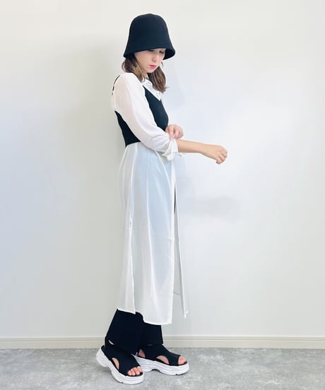 【ブルベ夏冬】ビスチェ付きシアーシャツワンピース