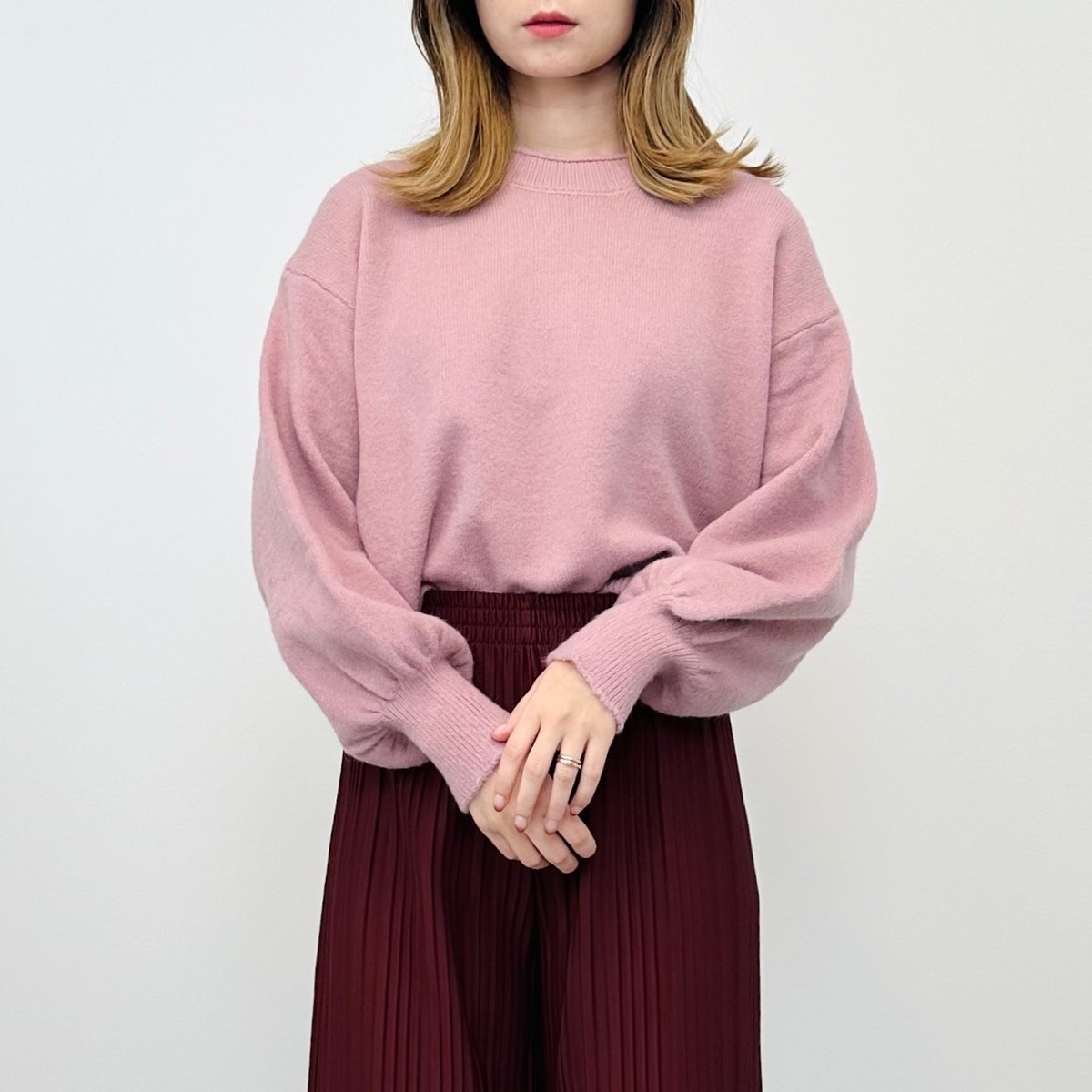 ブルベ夏冬】ボリュームスリーブニット（ピンク） | ILONONO