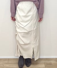 【ブルベ夏冬】シャーリングデザインスカート（ホワイト）