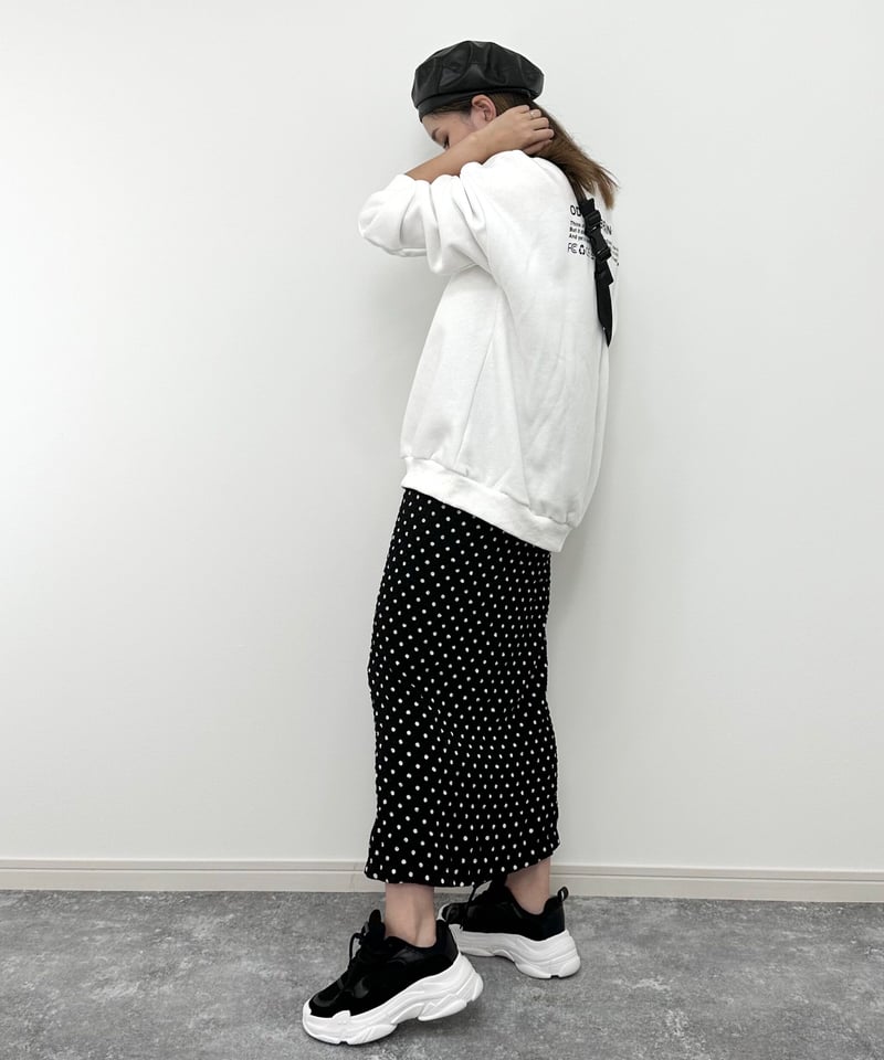 ブルベ夏冬】ワッシャードットタイトスカート（ブラック