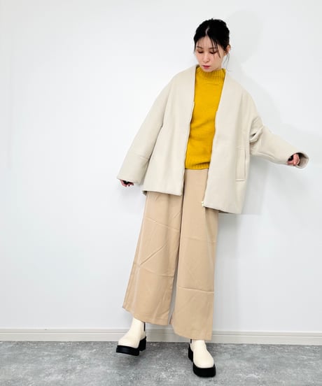 【イエベ春秋】タックワイドパンツ（ベージュ）