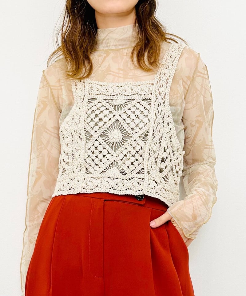 値下‼️完売‼️イウエンマトフ　2025 未使用　アイボリー クロシェ編みビスチェ イエベ春秋】クロシェショートビスチェ（アイボリー） | ILONONO official