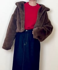 【イエベ春秋】ファーショートコート（ブラウン）
