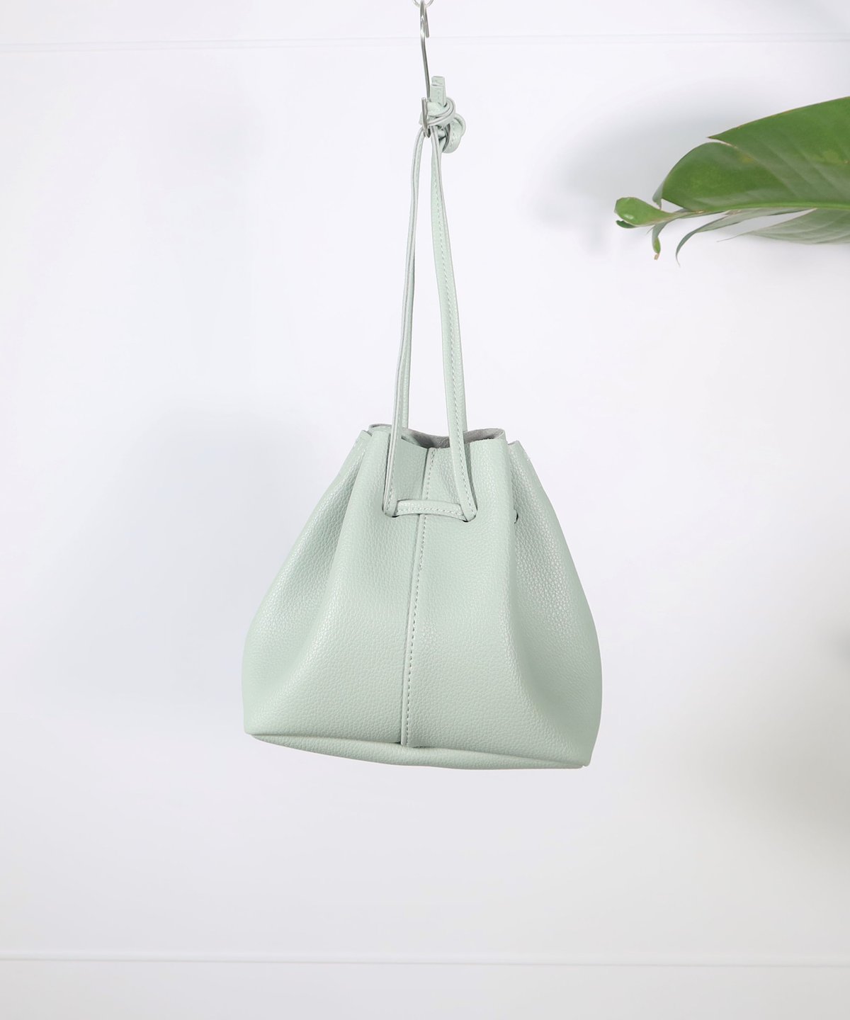 KUON 巾着バッグ 裂織り フォレストグリーン（KYRN color totebag  