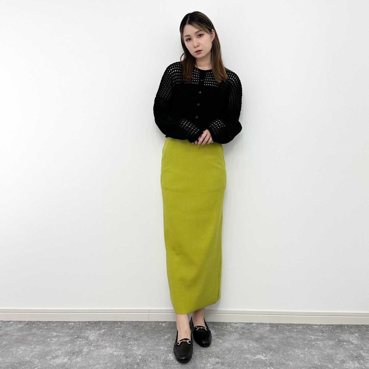 イエベ秋・ブルベ冬】セルフカットリブナロースカート（イエロー