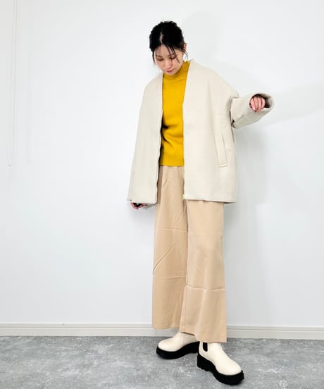 【イエベ春秋】タックワイドパンツ（ベージュ）