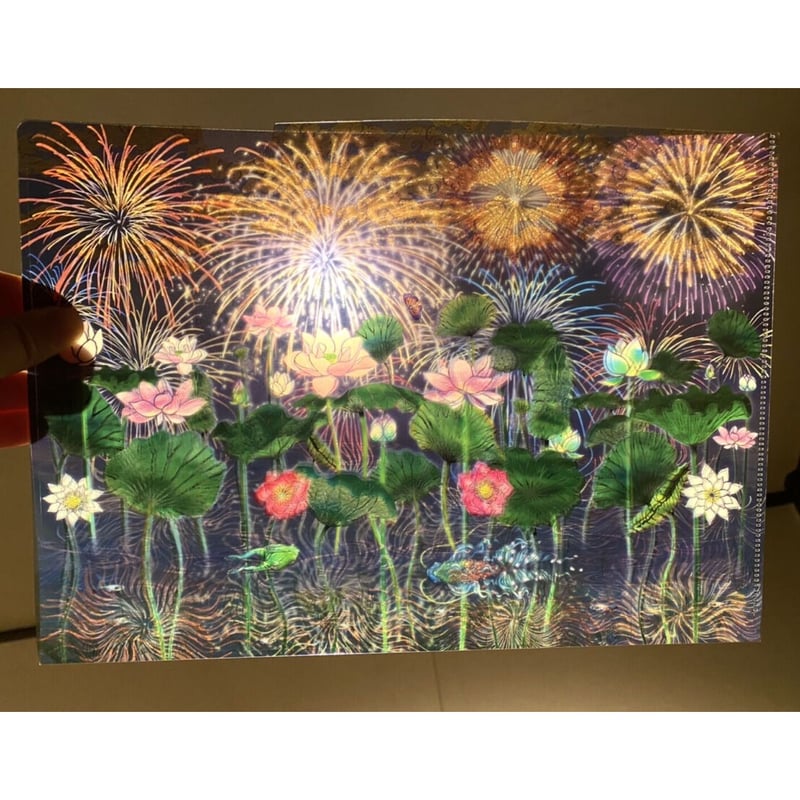 絵が変わるクリアファイル】MIYABI〜蓮と花火 |5枚組み | 光の切り絵STORE