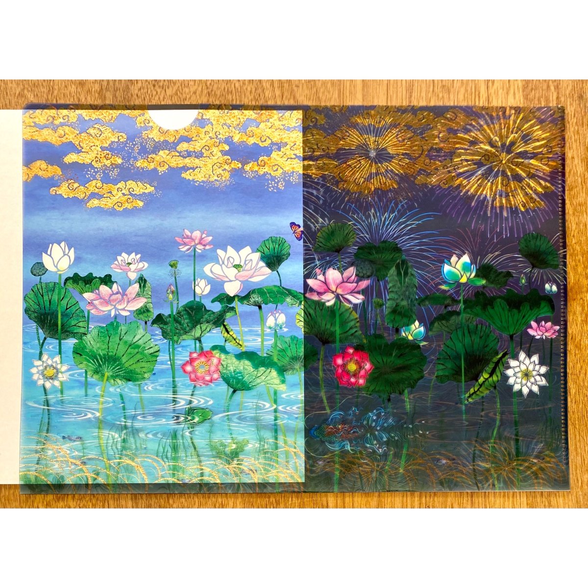 絵が変わるクリアファイル】MIYABI〜蓮と花火 |1枚 | 光の切り絵STORE