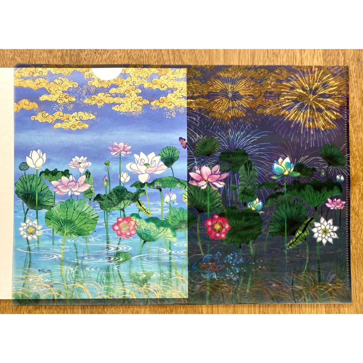 絵が変わるクリアファイル】MIYABI〜蓮と花火 |5枚組み | 光の