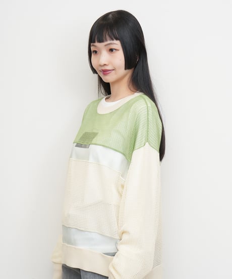 【Lallia Mû】バイカラーシアーニットプルオーバー_250213002253