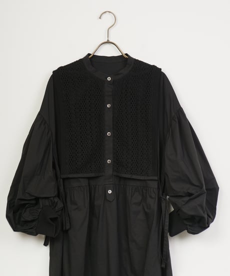 【Lallia Mû】バルーンスリーブレースレイヤードワンピース_250213002251