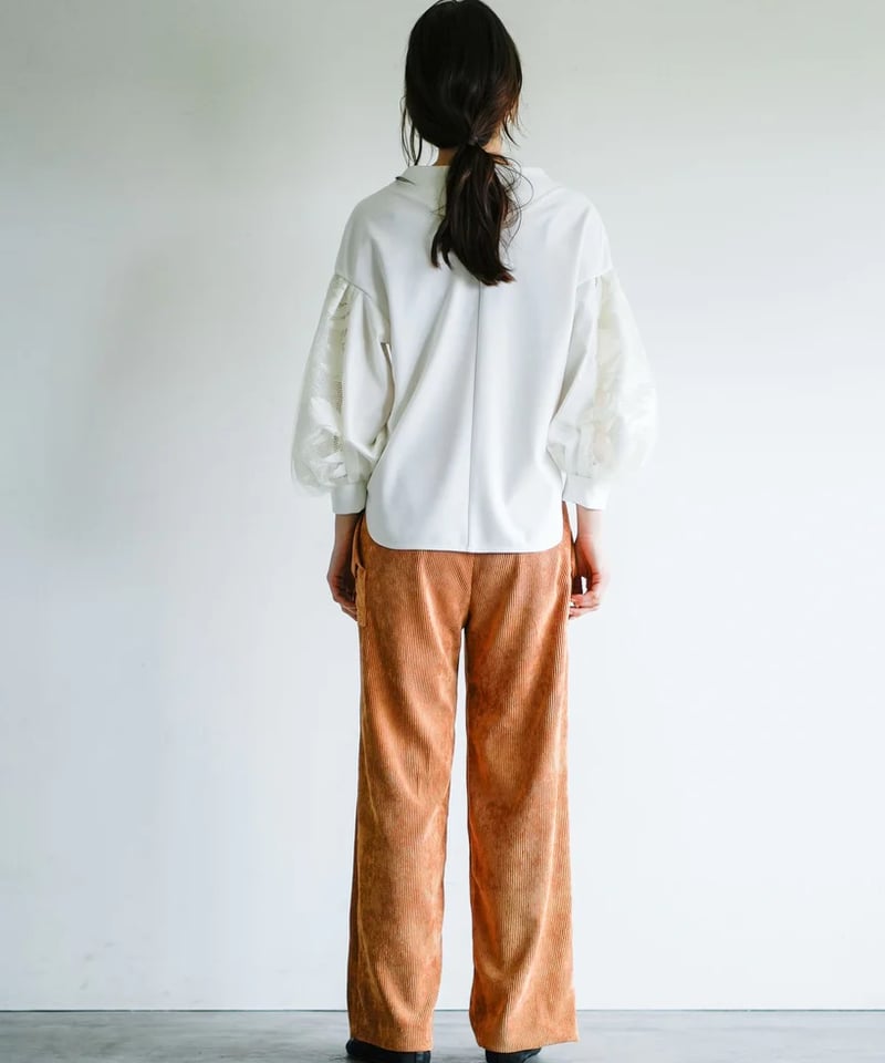 新品　Lallia Mu ラリアムー　ワッフルジャカードスリーブプルオーバー　黒 Lallia Mù】ボタニカルレーススリーブプルオーバー_240725009693