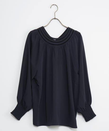 【MARILYN MOON】2way macrame embroidery satin blouse_240807000495