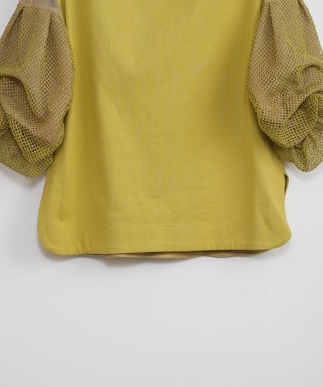 【Lallia Mû】メッシュレーススリーブカットソーブラウス_240330001164