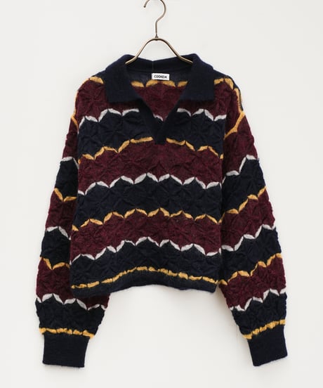 【COOHEM〈women's〉】MOHAIR WOOL TUCK BORDER KNIT PULLOVER
