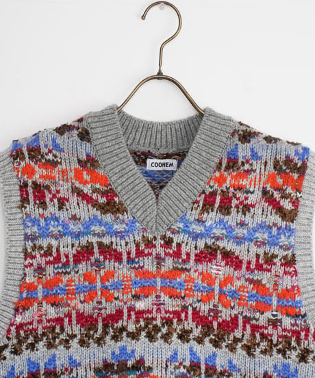 【COOHEM〈men's〉】FAIR ISLE KNIT V/T_241003004357