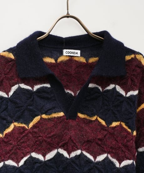 【COOHEM〈women's〉】MOHAIR WOOL TUCK BORDER KNIT PULLOVER