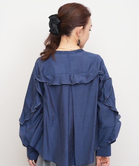 【MARILYN MOON】Ruffle&frill micro tuck blouse_240115005086
