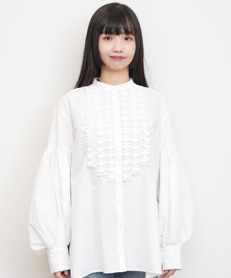 【MARILYN MOON】Modern tuck frill blouse_240127005630