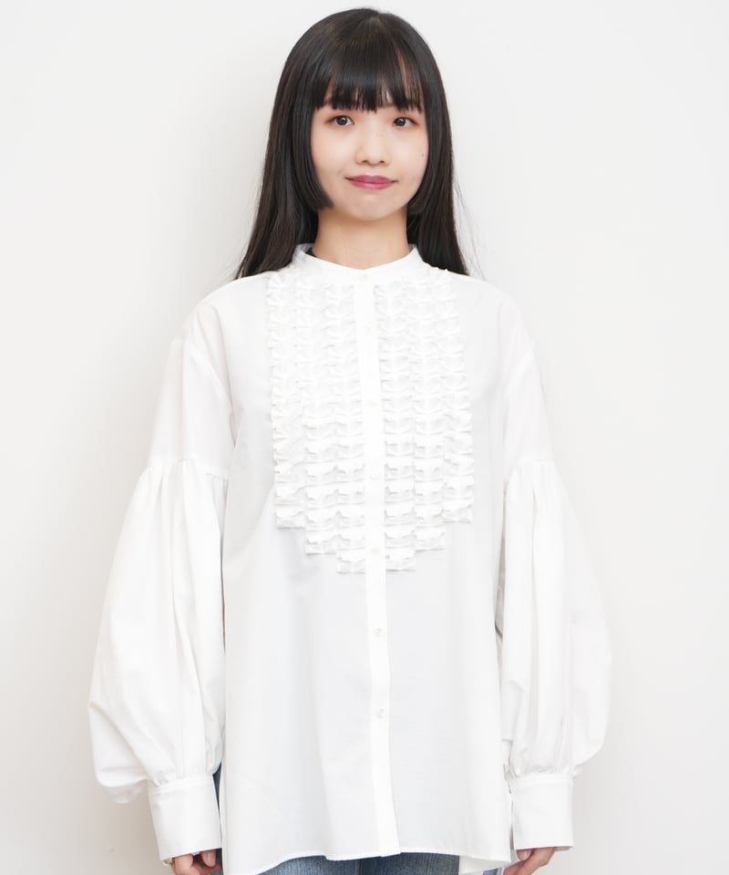 MARILYN MOON】Modern tuck frill blouse_24012700 MARILYN MOON】Modern tuck frill blouse_24012700