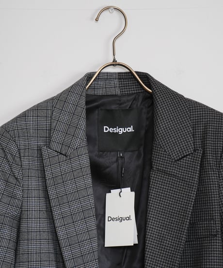 【Desigual】ハウンドトゥースパッチワーク ストレートブレザー