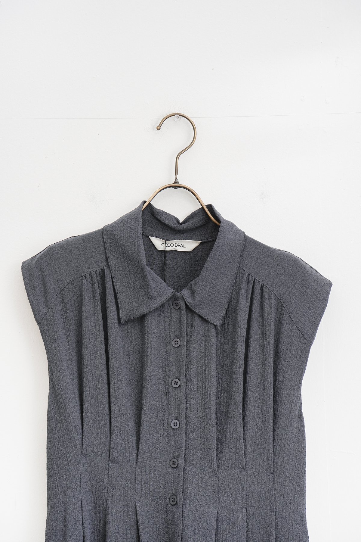 ノースリーブシャツワンピース(アイボリー)　cocodeal SALE30%OFF】COCODEAL ココディール ノースリーブシャツ