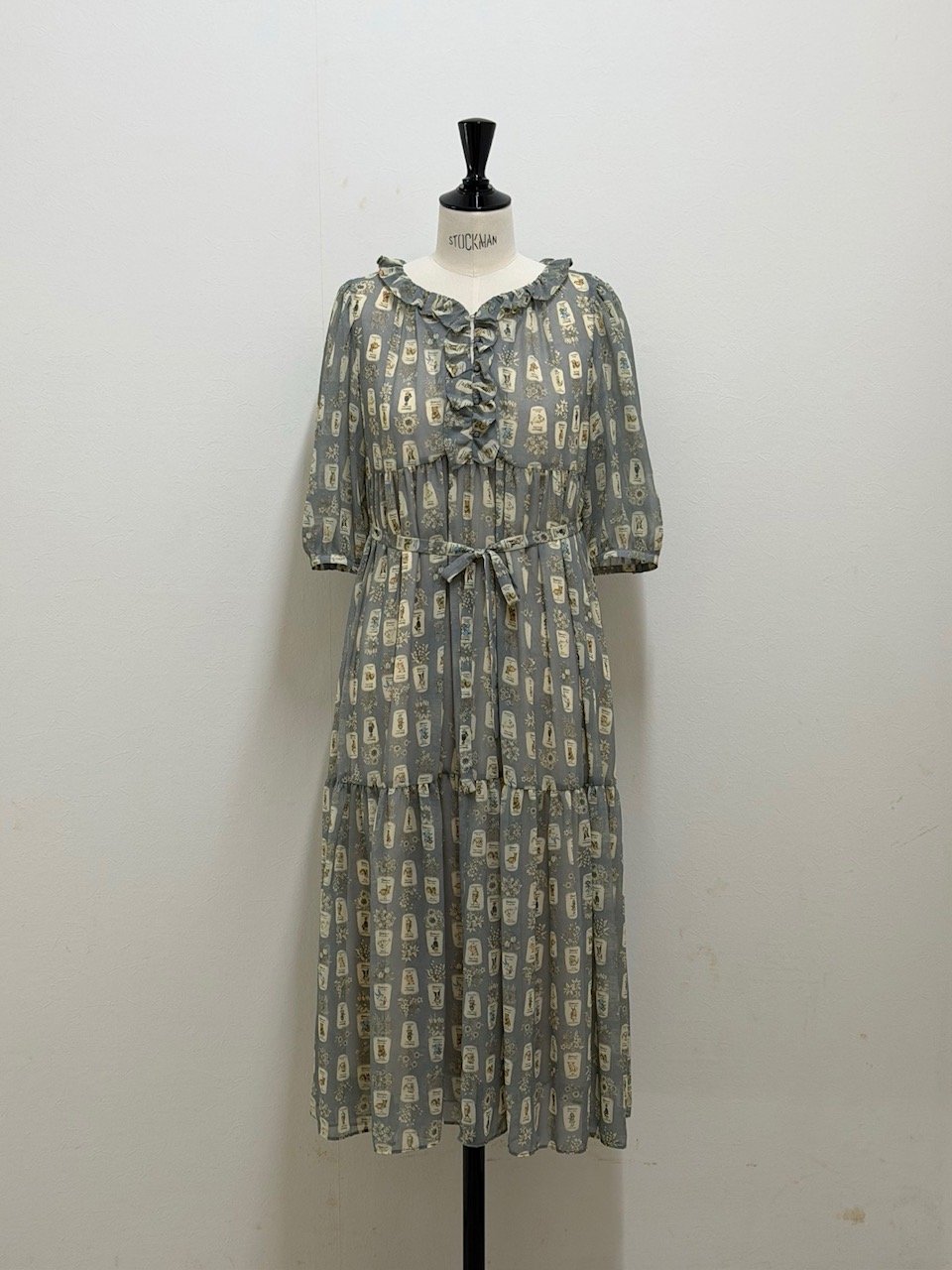 yukiemon】※数量限定※5部袖テキスタイルワンピース/ペチなし（M・3L