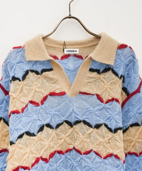 【COOHEM〈women's〉】MOHAIR WOOL TUCK BORDER KNIT PULLOVER
