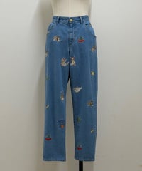 【yukiemon】fortune刺繍デニムパンツ（M・2L）