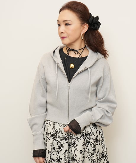 【COCO DEAL】コンパクト逆開ジップニットフーディー_250307004007