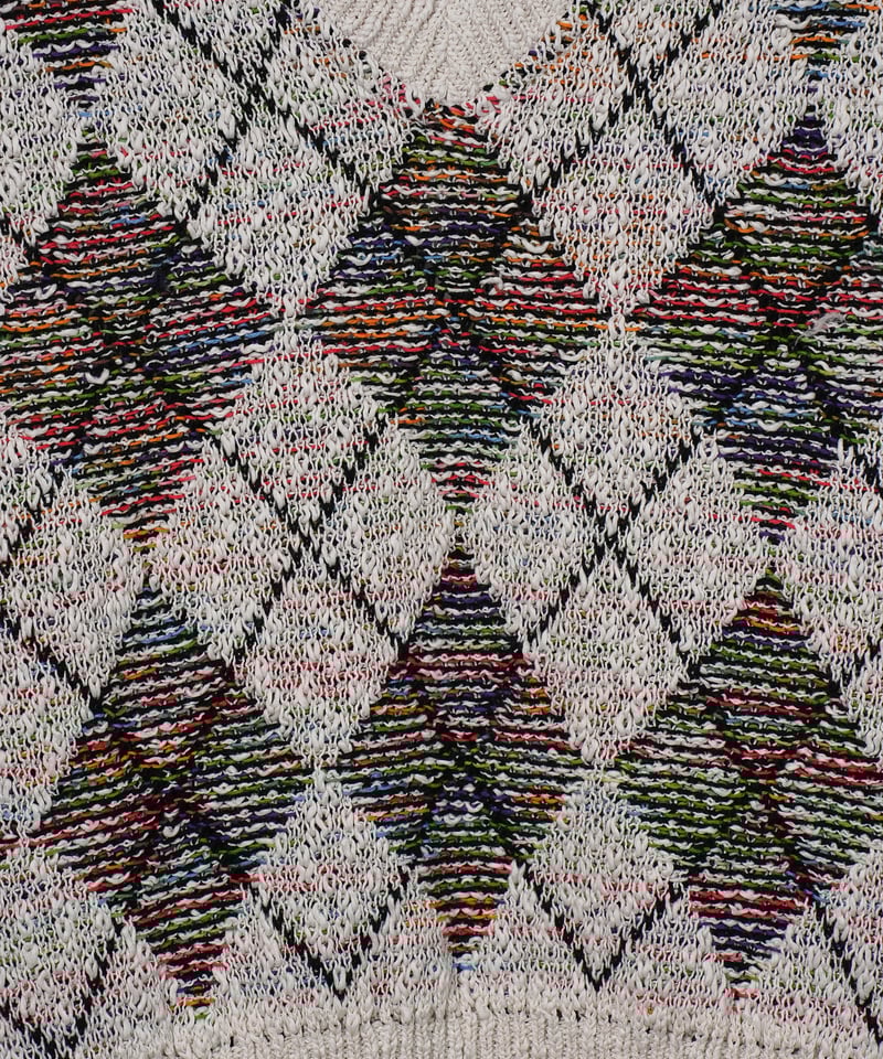 未使用　別注 COOHEM コーヘン　アーガイル　サマーニット　ギマコットン COOHEM〈women's〉】SUMMER ARGYLE KNIT V/T_2502280