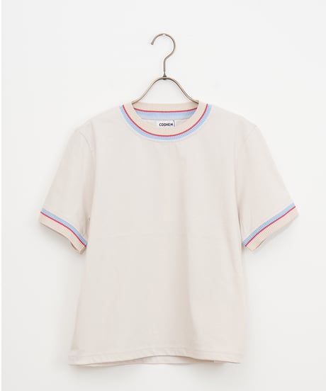 【COOHEM〈women’s〉】KNIT DETAIL RINGER T-SHIRT