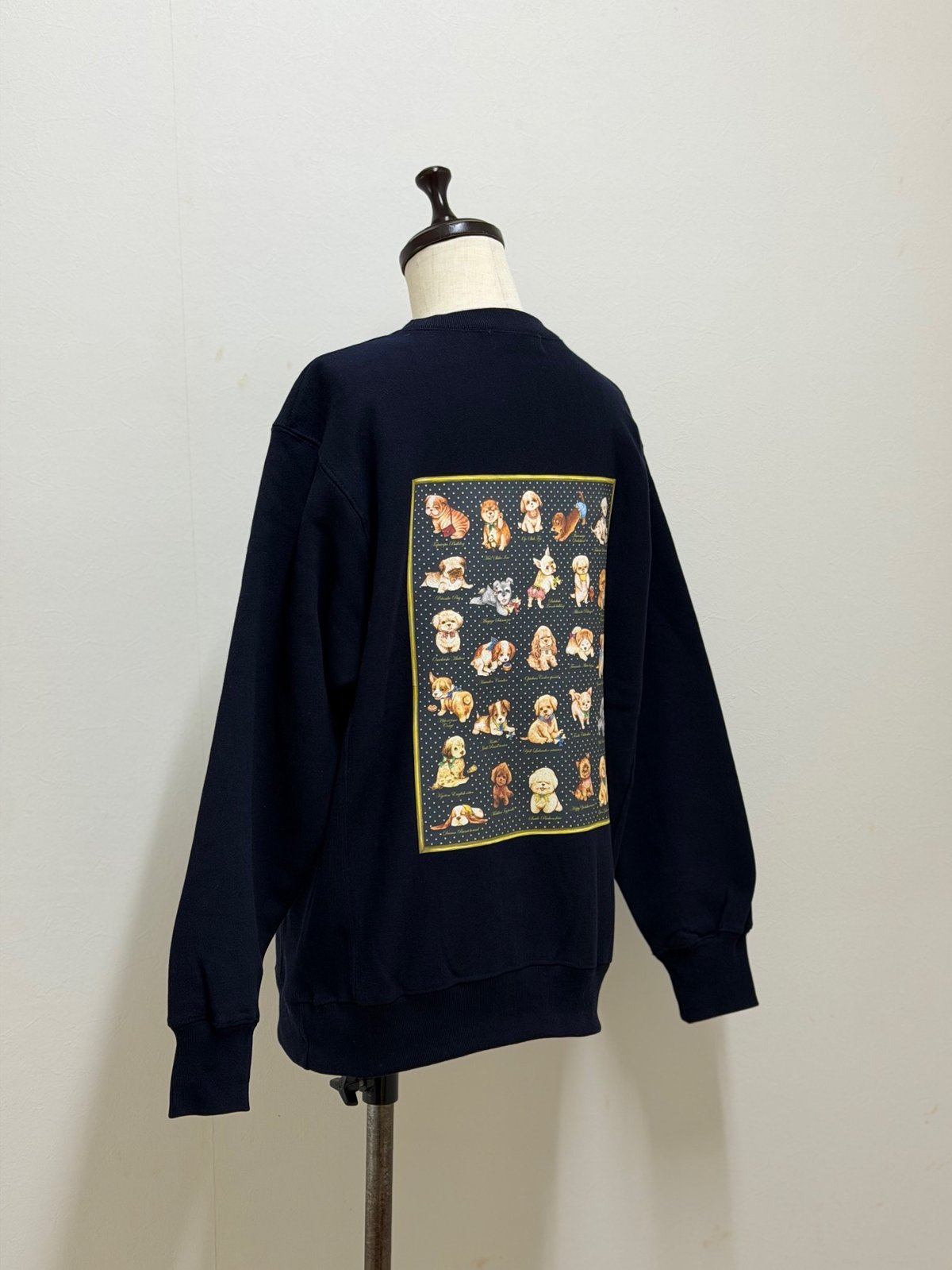 yukiemon】こいぬ図鑑スエットプルオーバー・ネイビー（M・3L