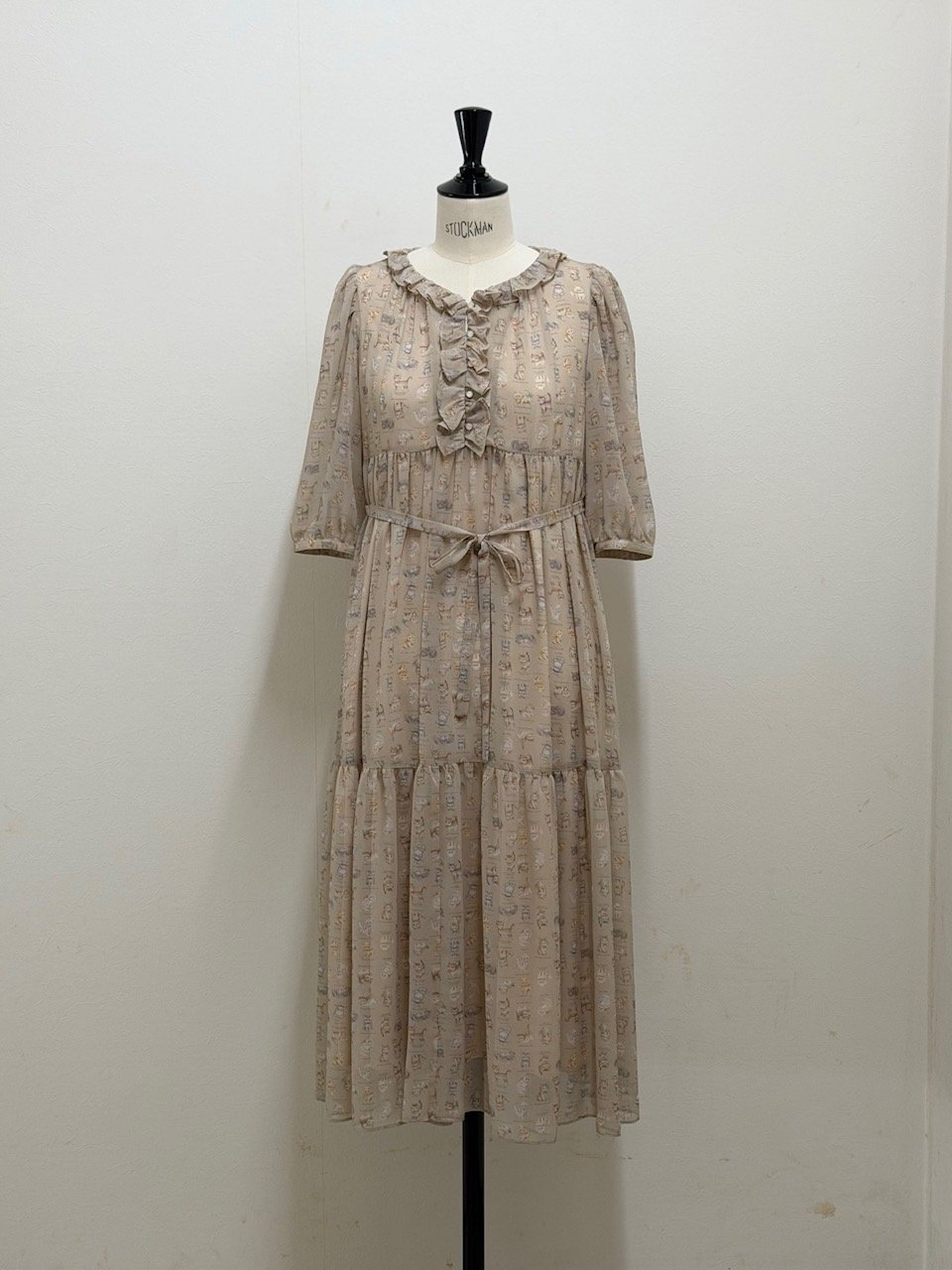 yukiemon】※数量限定※5部袖テキスタイルワンピース/ペチなし（M・3L