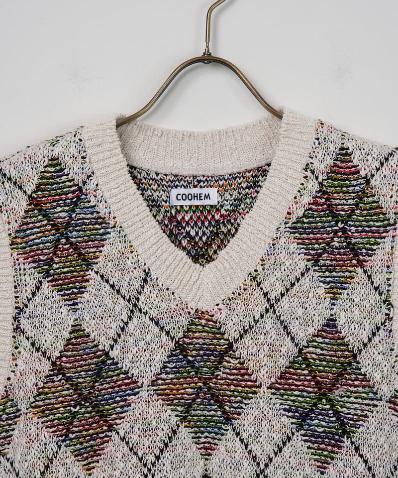 COOHEM〈women's〉】SUMMER ARGYLE KNIT V/T_2502280