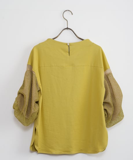 【Lallia Mû】メッシュレーススリーブカットソーブラウス_240330001164
