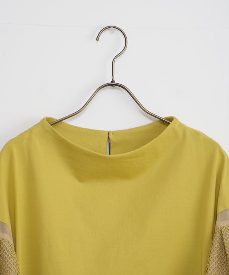 【Lallia Mû】メッシュレーススリーブカットソーブラウス_240330001164