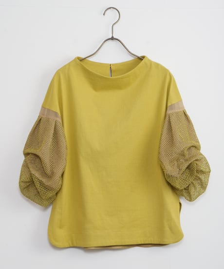 【Lallia Mû】メッシュレーススリーブカットソーブラウス_240330001164