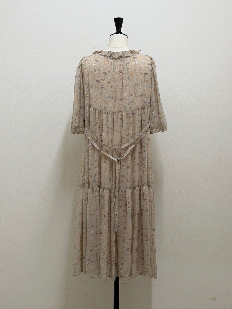 yukiemon】※数量限定※5部袖テキスタイルワンピース/ペチなし（M・3L