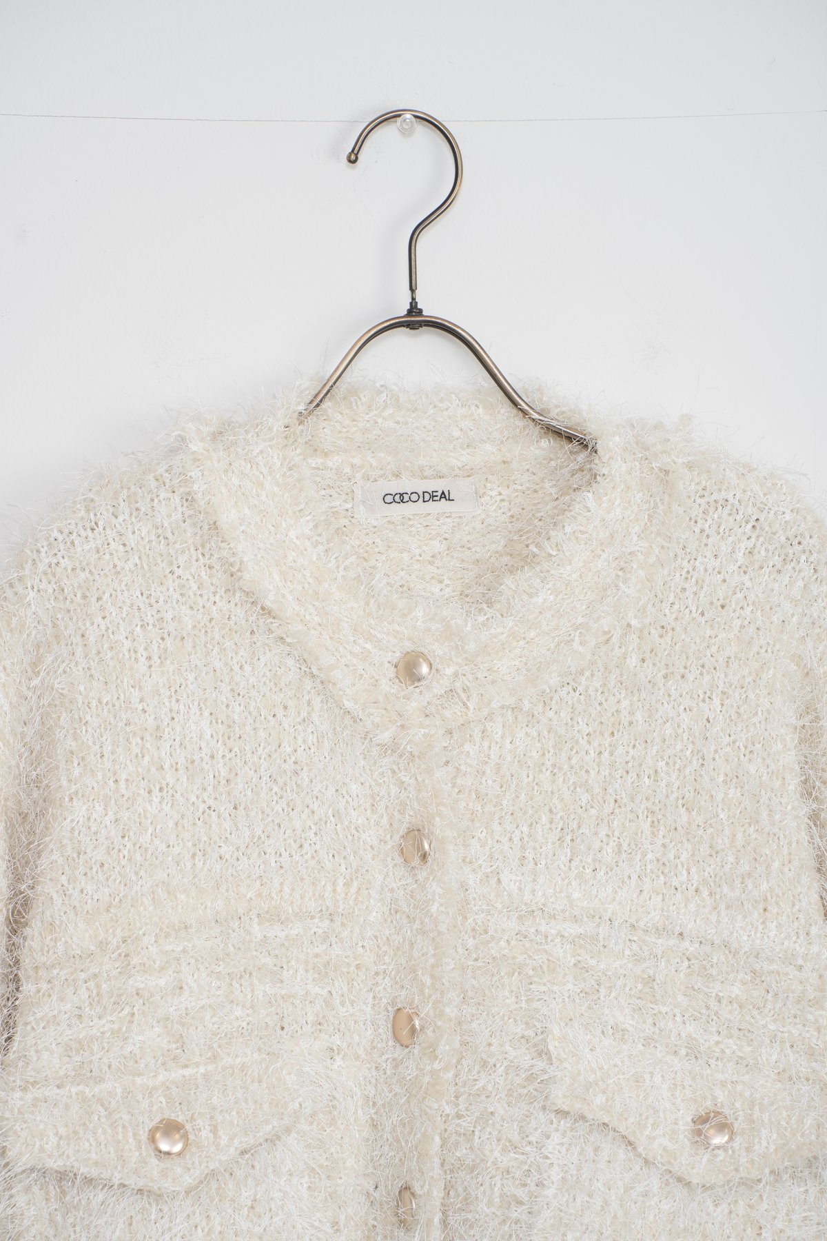 COCO DEAL ロングフェザーダブルフェイスニットアウター ホワイト SALE50%OFF】COCODEAL ココディール ラメカールフェザー2WAY
