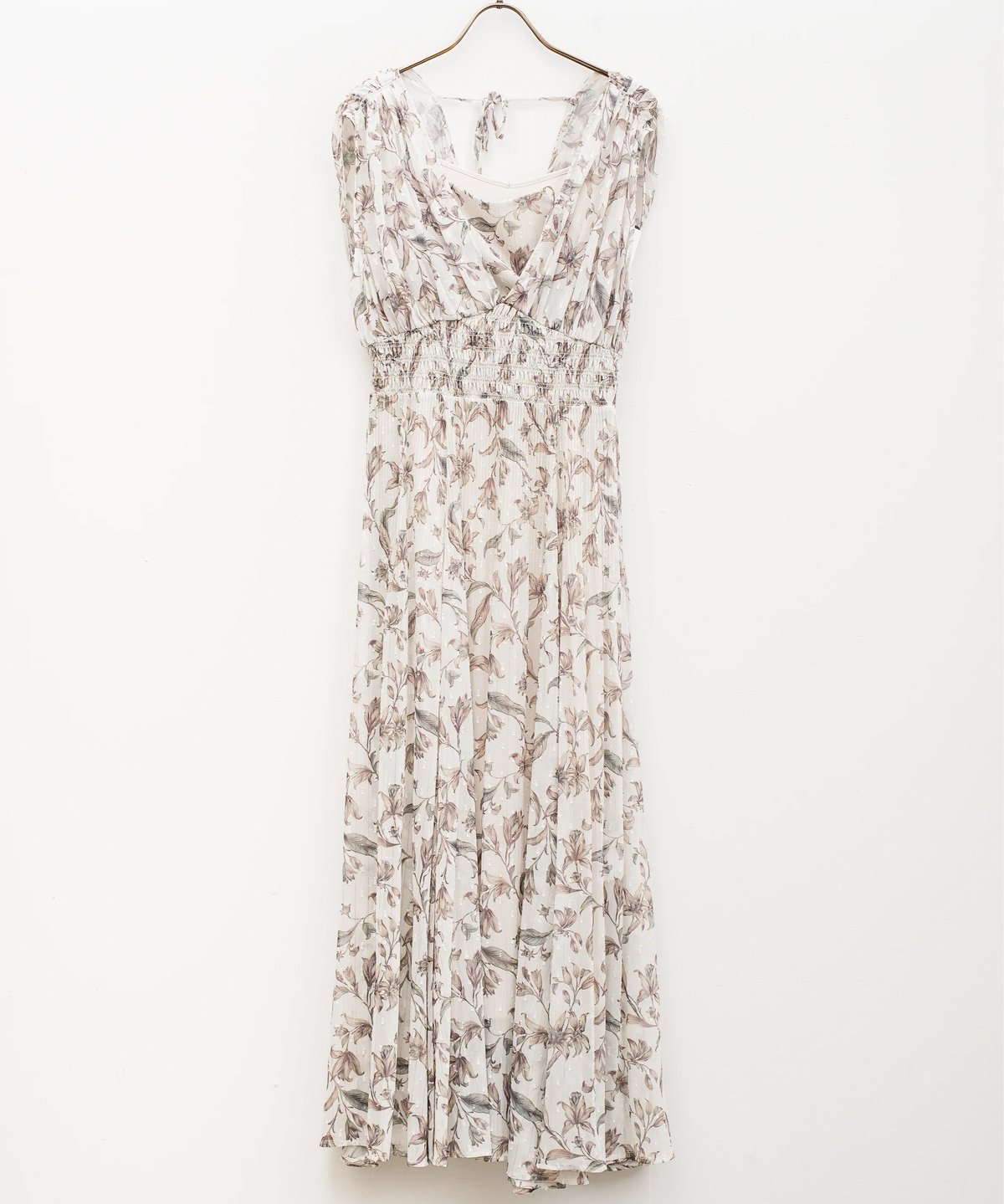 COCO DEAL】ショルダーギャザーフラワープリントワンピース_