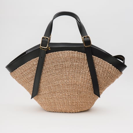 miaebagosかごバックです ebagosポケット付バスケット・リネンかぶせ（籐ポケットかご