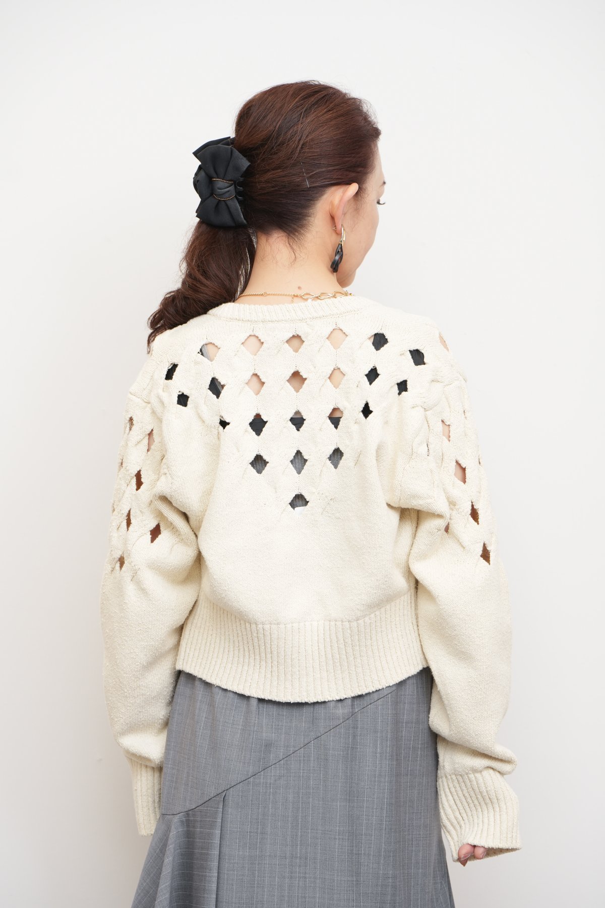 COCO DEAL】アイレットケーブルニットカーディガン_240119005264 COCO DEAL】アイレットケーブルニットカーディガン_240119005264